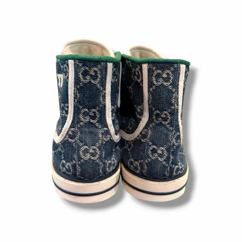 Gucci GG Tennis 1977 Denim High-Top Sneakers | Size 12G(13US)